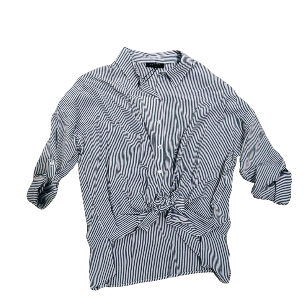 Navy Stripe Button Down Cargo Pocket