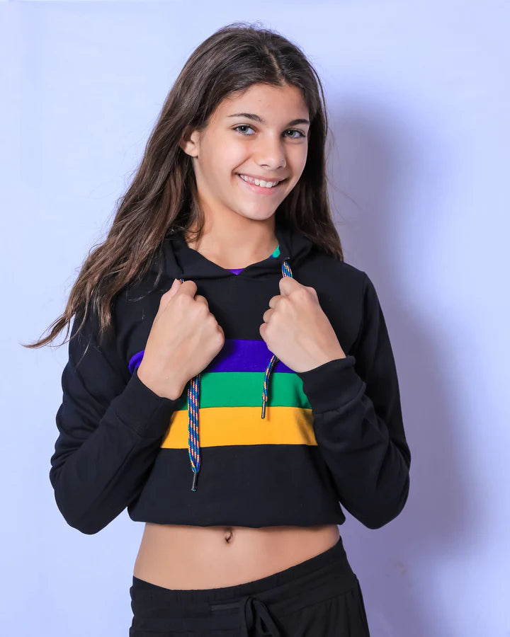 MG Chest Stripe Crop Sweatshirt | Black