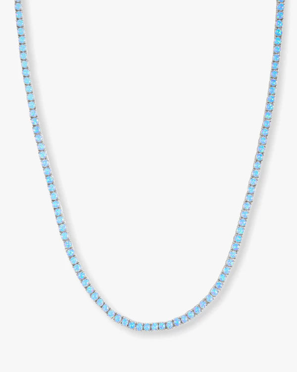 Grand Heiress Tennis Necklace - 18" Gold|Blue Opal