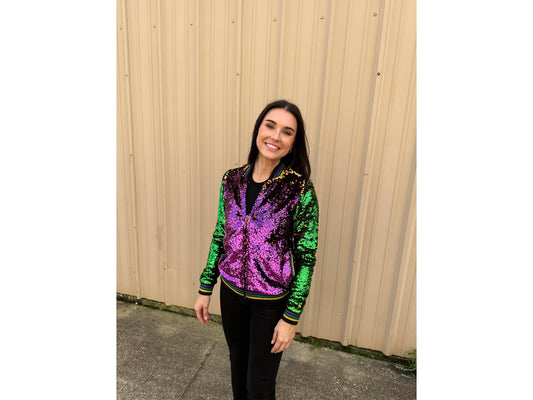 Classic MG Bomber Jacket | Purple Green Gold