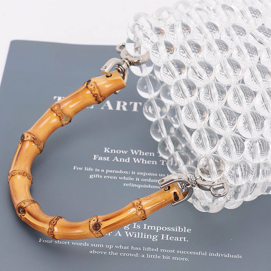Bamboo Handle Clear Handbag