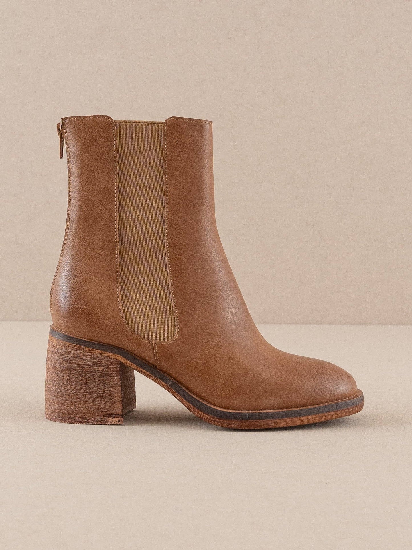The Olivia | Caramel Chelsea Heel Boots