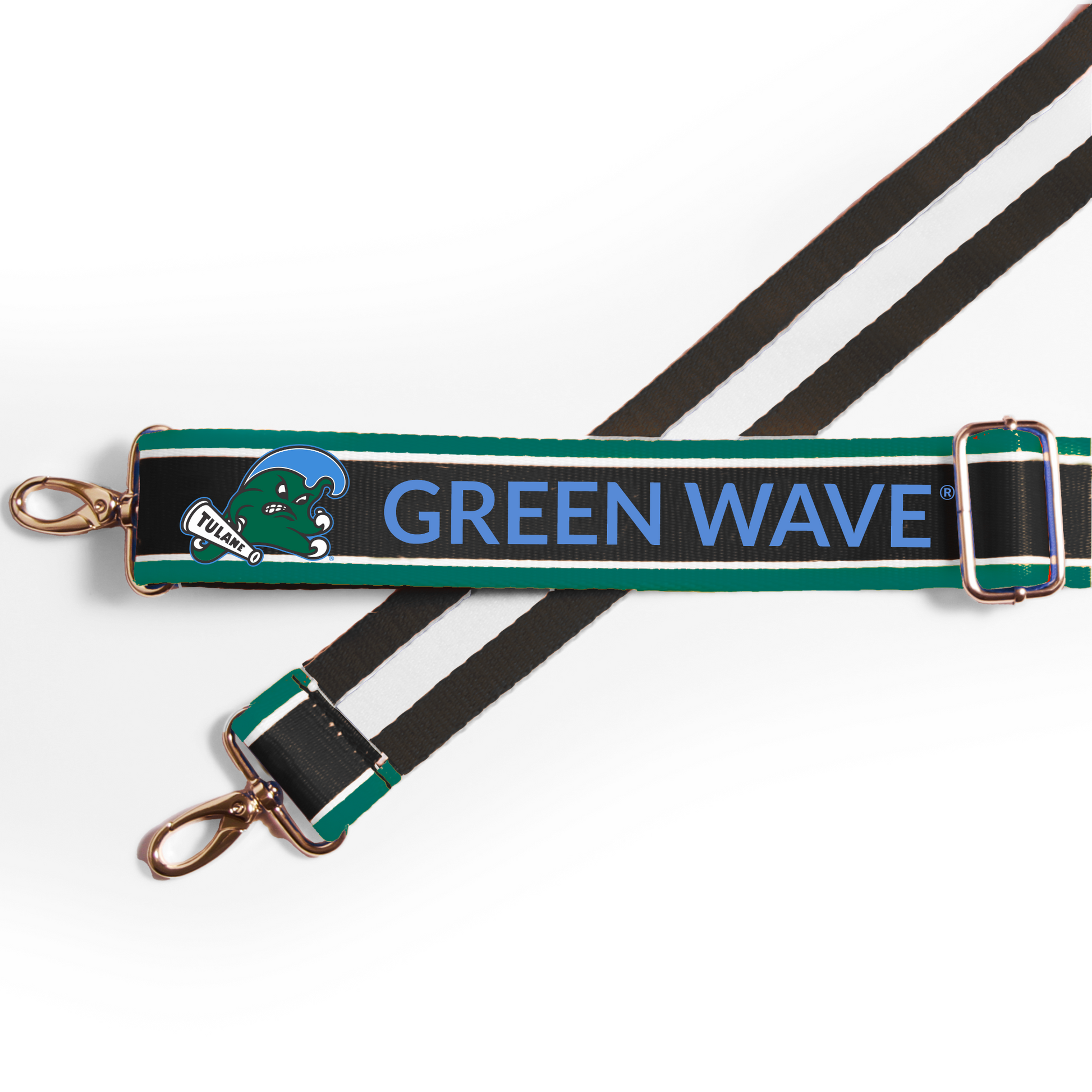 Officially licensed reversible purse strap with full color design and brass hardware