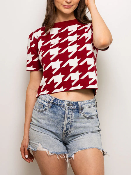 [NASTY FANCY CLUB] HOUND TOOTH CHECK CROP KNIT TEE 全2色 NASTY FANCY CLUB] HOUND TOOTH CHECK CROP KNIT TEE 全2色