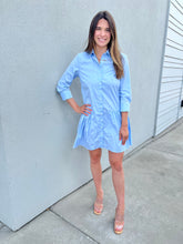 Load image into Gallery viewer, Drop Waist Shirt Dress - Blue Check
