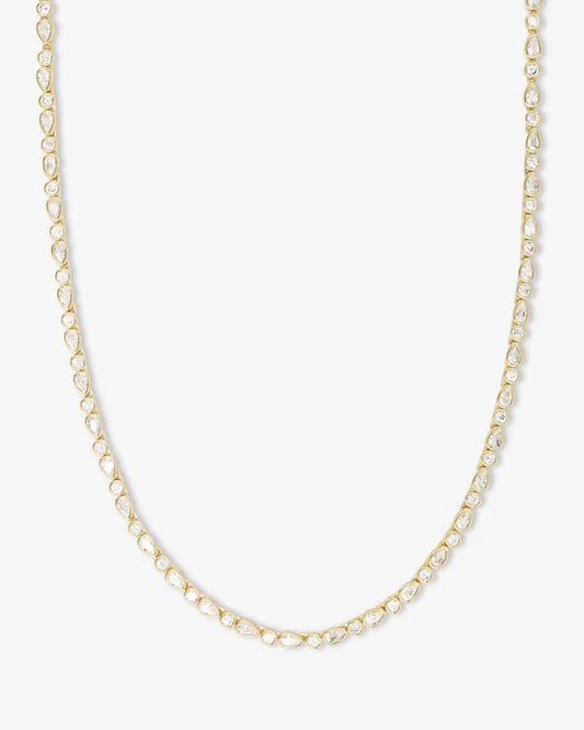 Isla Tennis Necklace - 18" Gold| Diamondettes