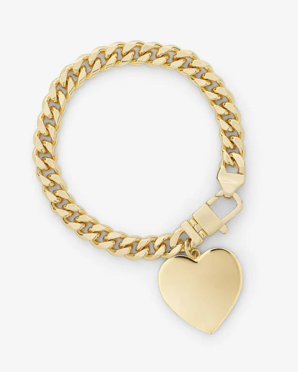 Julian XL Heart Cuban Chain Bracelet | Gold