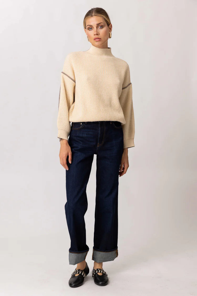 Katy Sweater | Cream & Taupe