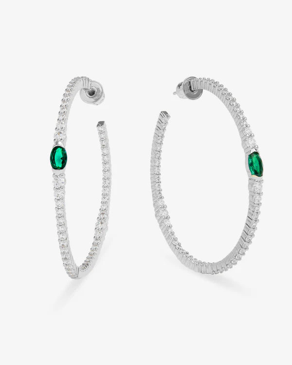 The Maven 2" Hoop - Emerald | Silver