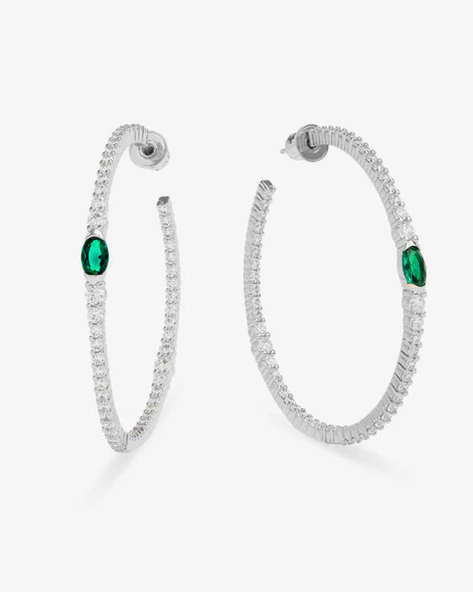 The Maven 2" Hoop - Emerald | Silver