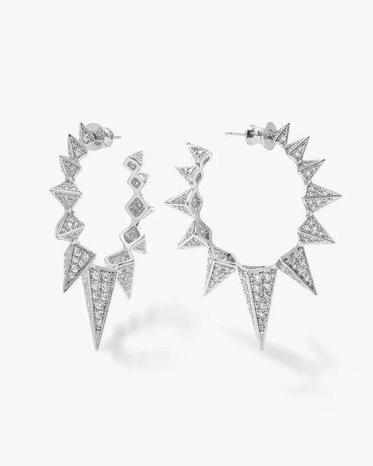 Mama Gabriella Pave Spiked Hoops | Silver