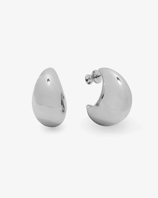 "She's So Smooth" Teardrop Hoops | Silver