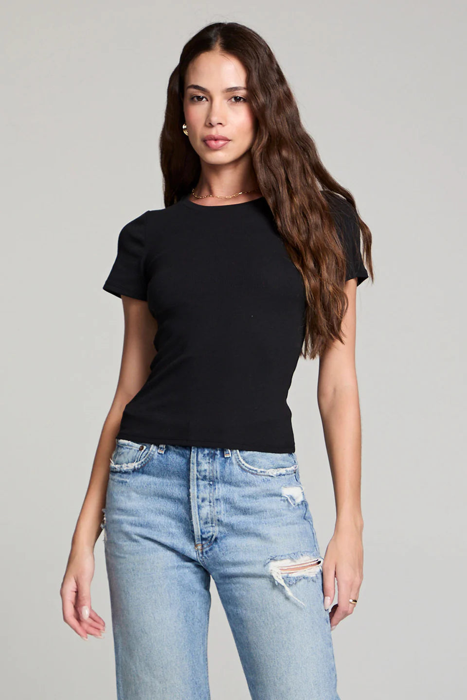 Crew Neck Slim Tee | Black