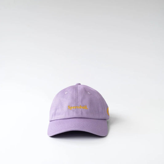 Sportsball unstructured cotton dad hat with adjustable fabric strap and brass buckle