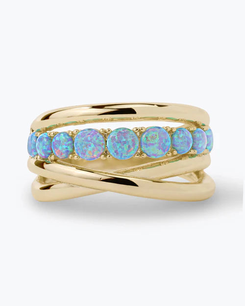 "Oh She Fancy" Stacked Blue Opal Ring | Gold