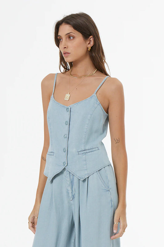 Tate Denim vest | Indigo Pale Blue Wash
