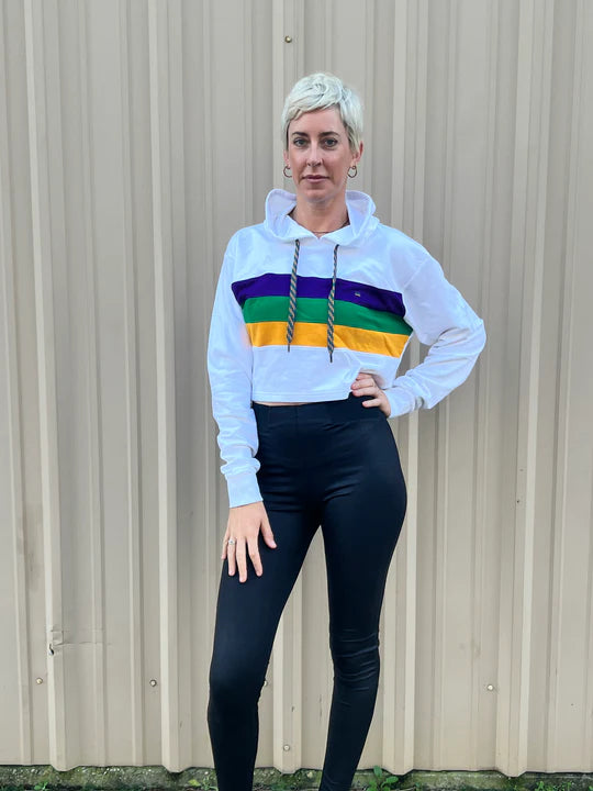 MG Chest Stripe Crop Sweatshirt | White
